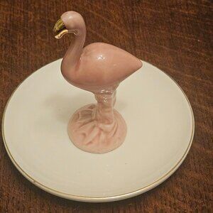 Tri-Coastal Design Pink Flamingo Ring Holder Dish. 6"